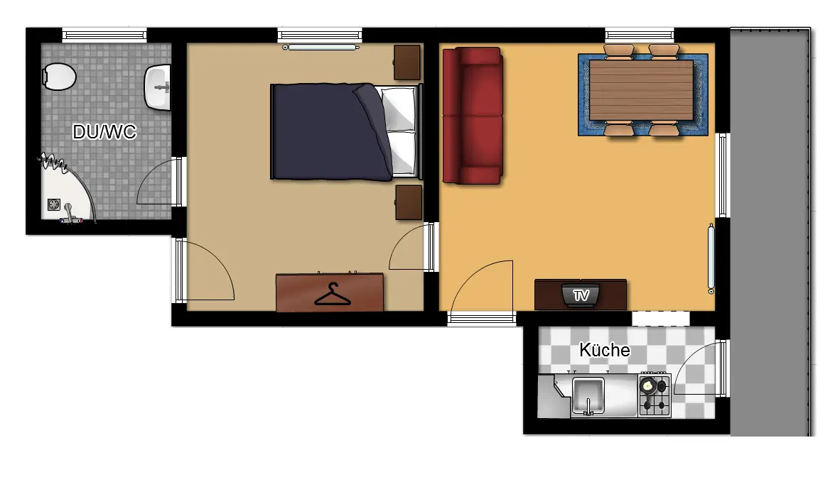Grundriss der Ferienwohnung 3 in Ferienwohnungen Luttinger